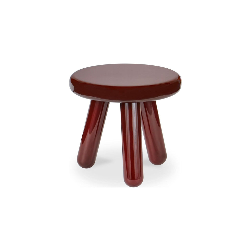 Table d'appoint contemporaine en bois d'hévéa laqué avec plateau rond à bordure courbée et forme inspirée d'un ballon pour le salon