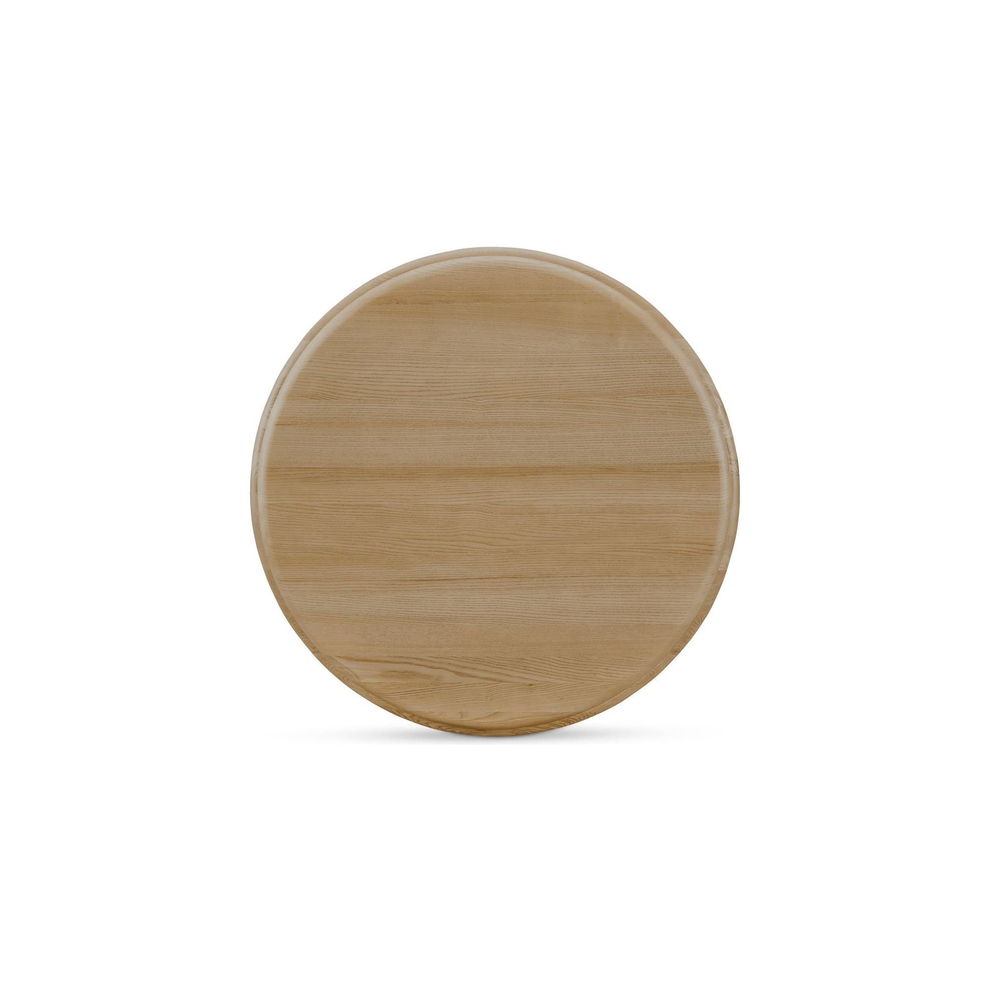 Table basse en frêne massif de style Mid-Century Modern avec plateau rond à double bord biseauté et piètement tulipe pour salon