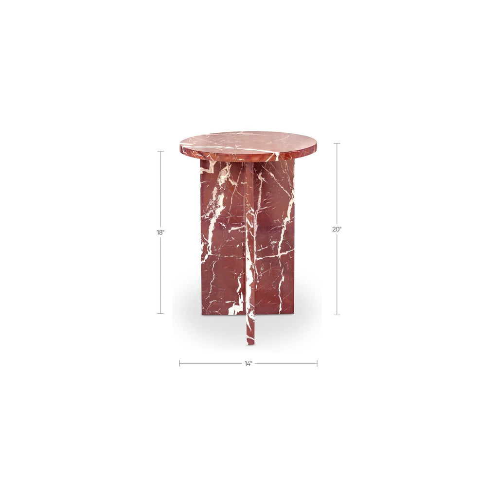 Table d'appoint contemporaine en marbre massif avec plateau rond et base sculpturale audacieuse pour le salon