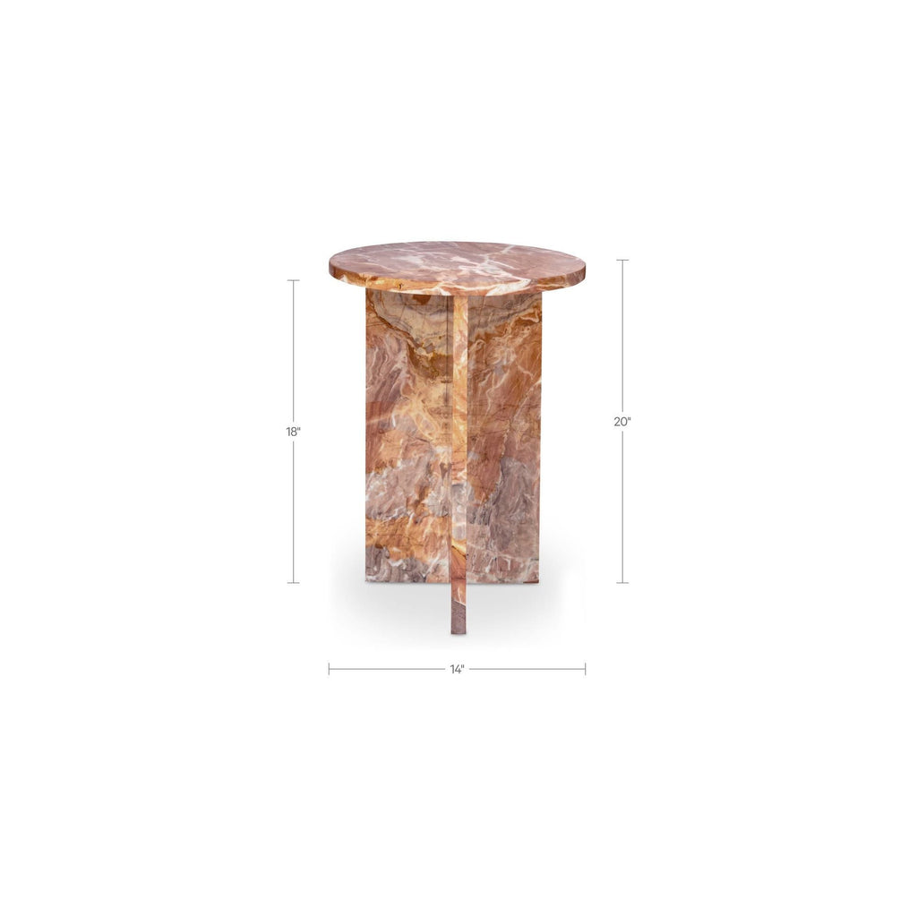 Table d'appoint contemporaine en marbre massif avec plateau rond et base sculpturale audacieuse pour le salon