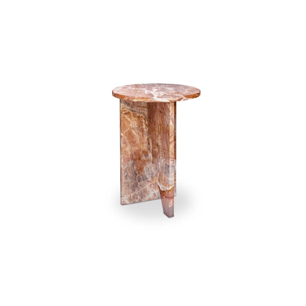 Table d'appoint contemporaine en marbre massif avec plateau rond et base sculpturale audacieuse pour le salon
