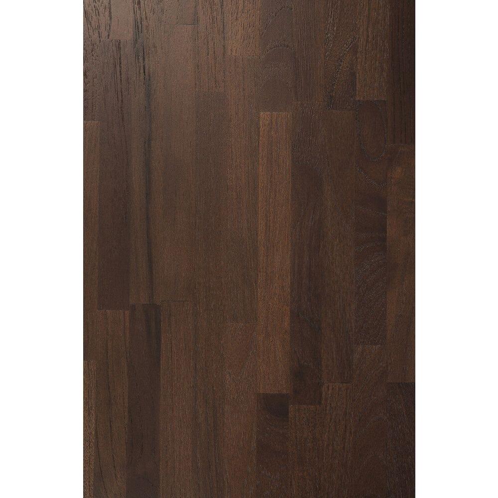 Table d'appoint sculpturale en teck massif avec plateau rond et piètement dynamique à espace négatif pour salon