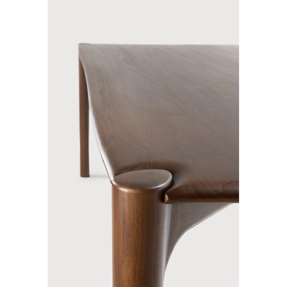 Table de salle à manger organique moderne en bois de chêne avec plateau rectangulaire poli imparfait