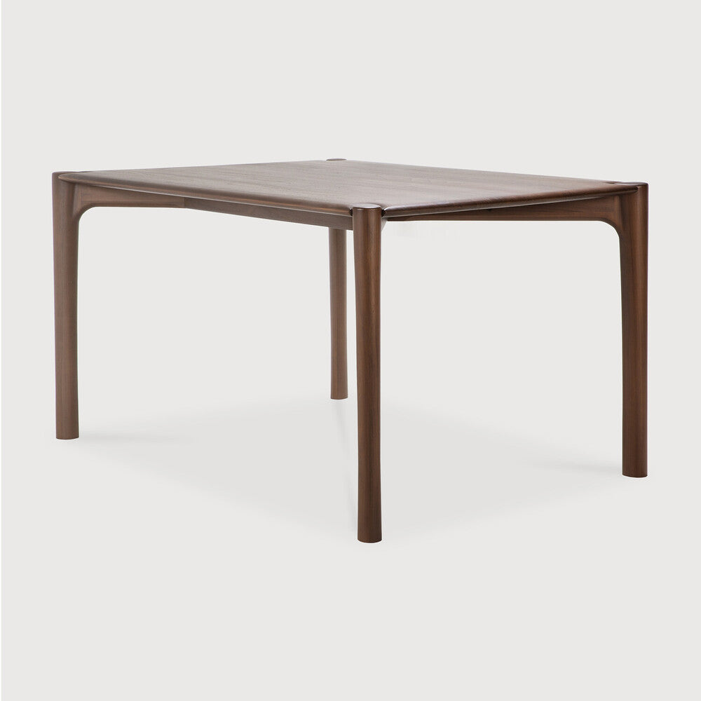 Table de salle à manger organique moderne en bois de chêne avec plateau rectangulaire poli imparfait