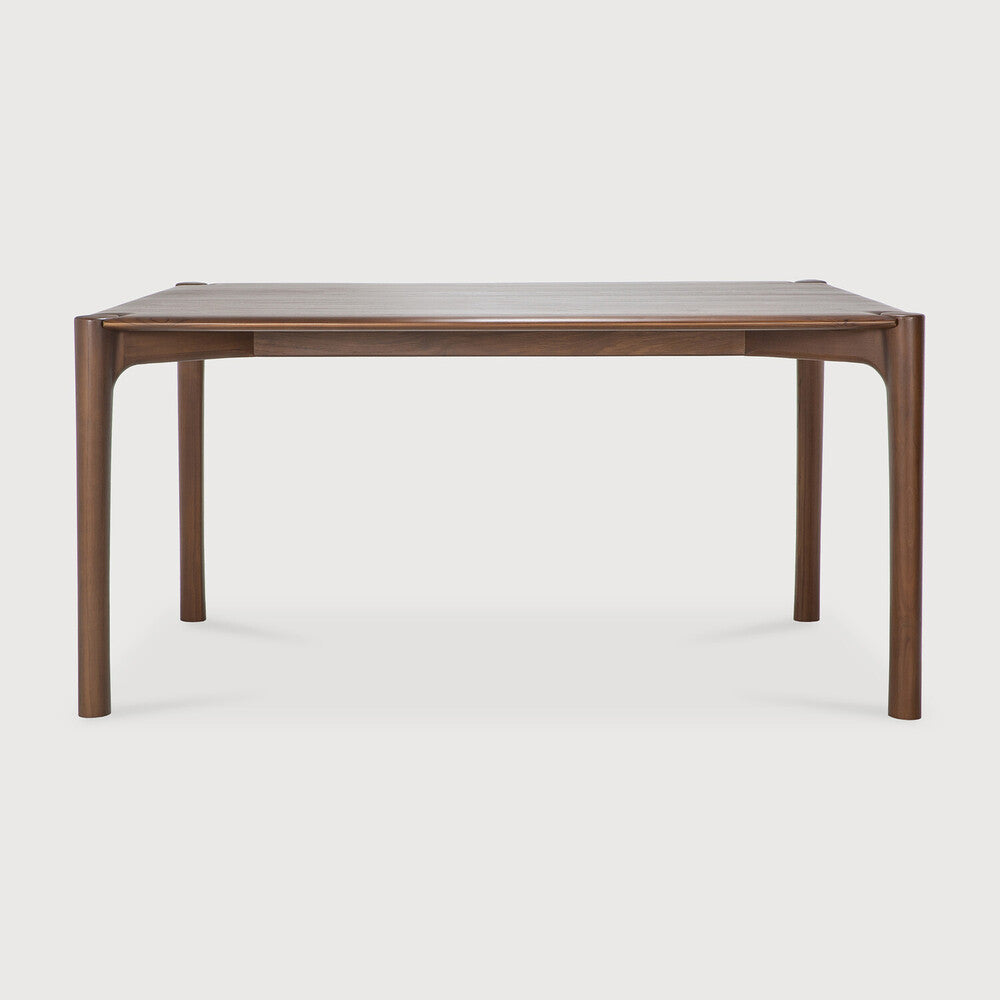 Table de salle à manger organique moderne en bois de chêne avec plateau rectangulaire poli imparfait