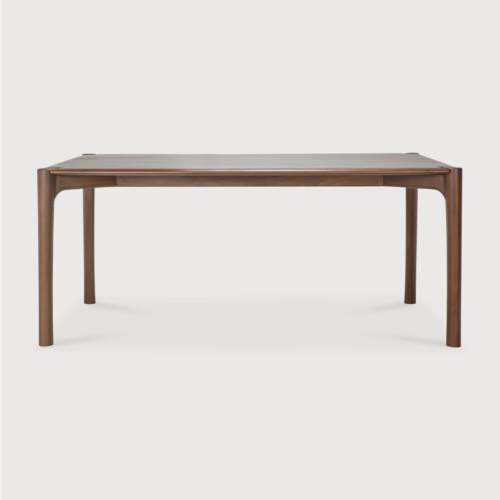 Table de salle à manger organique moderne en bois de chêne avec plateau rectangulaire poli imparfait