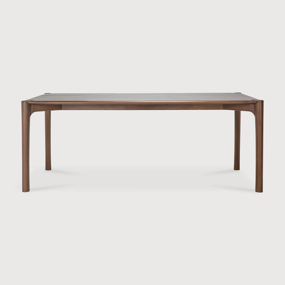 Table de salle à manger organique moderne en bois de chêne avec plateau rectangulaire poli imparfait