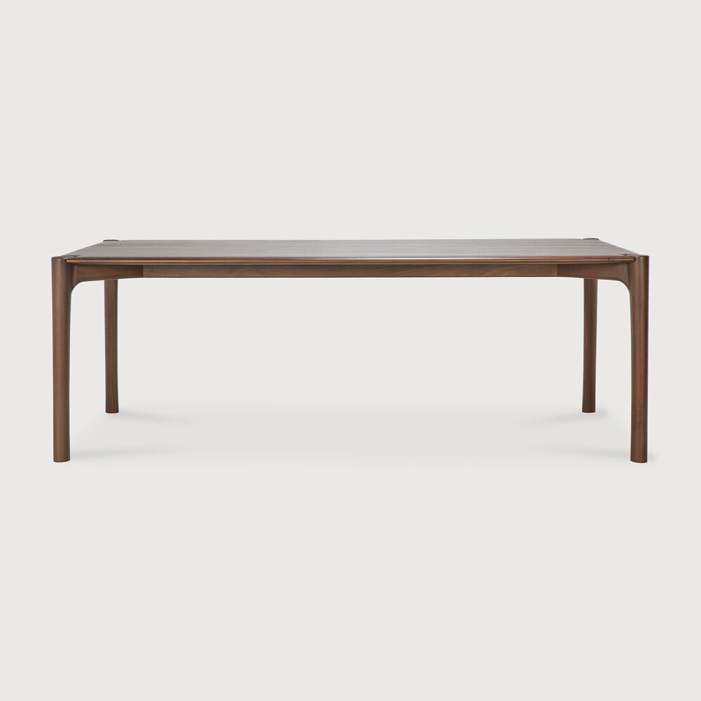 Table de salle à manger organique moderne en bois de chêne avec plateau rectangulaire poli imparfait
