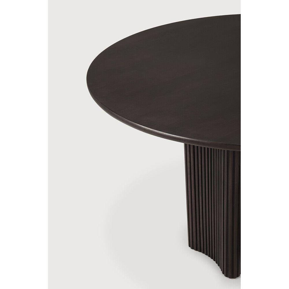 Table de salle à manger éclectique en bois d'acajou avec effet de bâtons empilés ronds et pieds réversibles