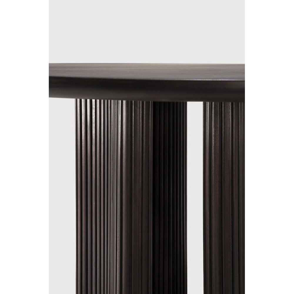 Table de salle à manger éclectique en bois d'acajou avec effet de bâtons empilés ronds et pieds réversibles
