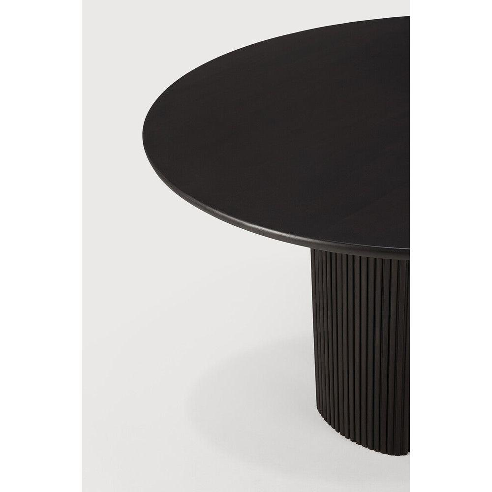 Table de salle à manger éclectique en bois d'acajou avec effet de bâtons empilés ronds et pieds réversibles