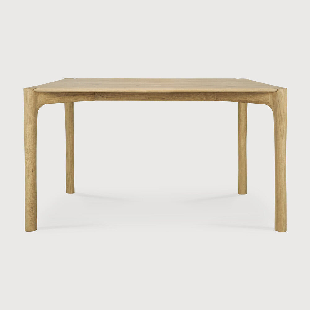 Table de salle à manger organique moderne en bois de chêne avec plateau rectangulaire poli imparfait