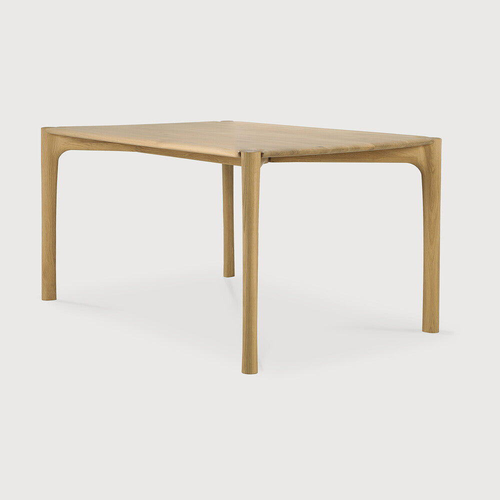Table de salle à manger organique moderne en bois de chêne avec plateau rectangulaire poli imparfait