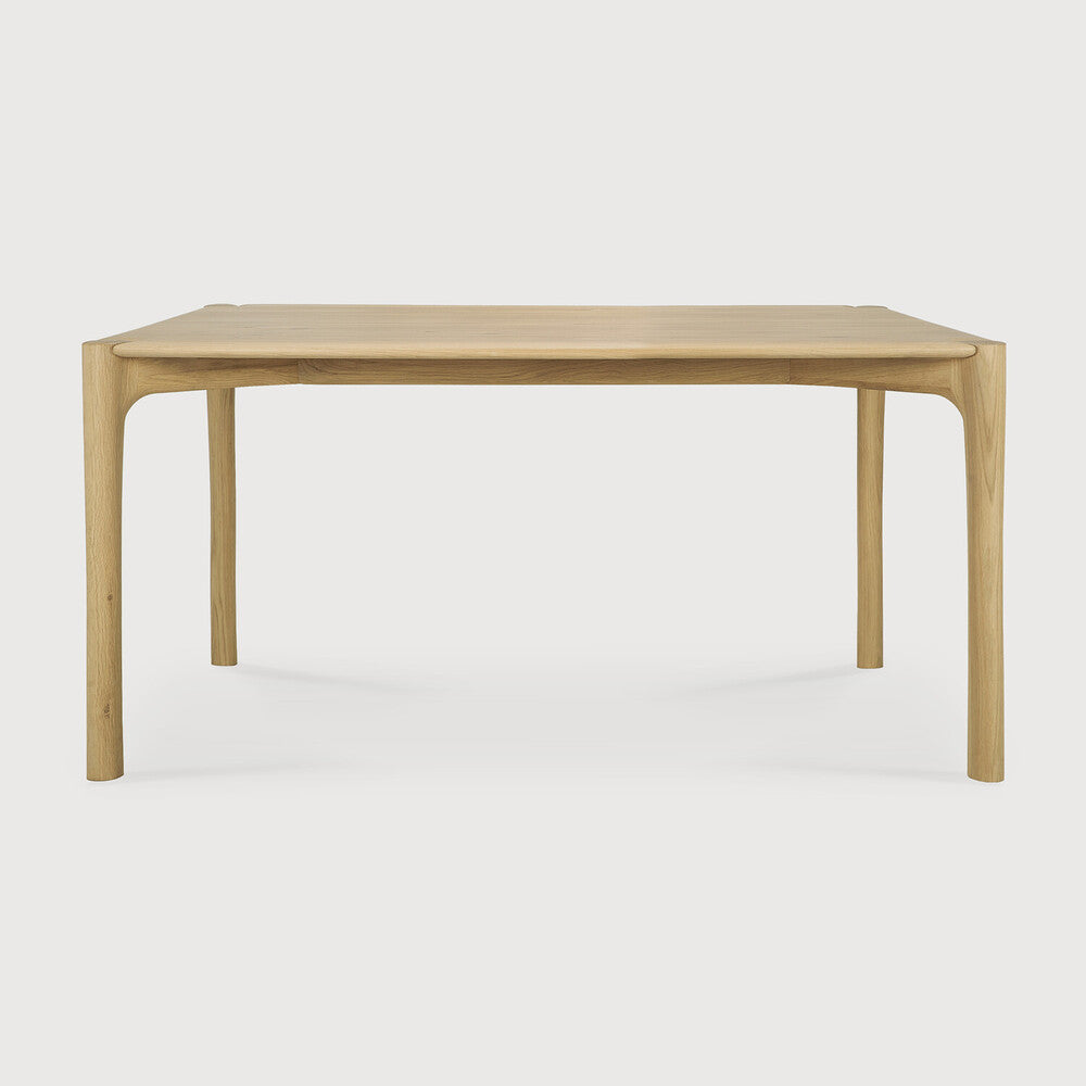 Table de salle à manger organique moderne en bois de chêne avec plateau rectangulaire poli imparfait