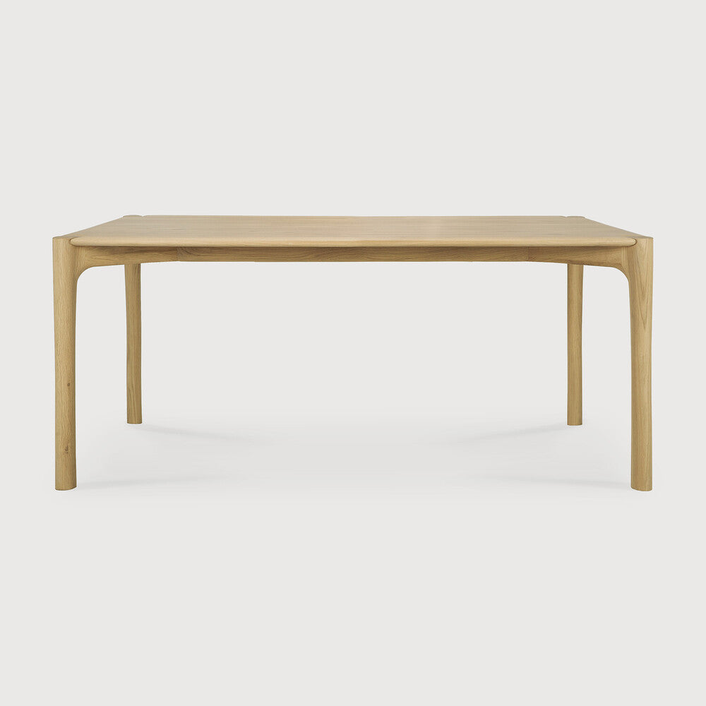 Table de salle à manger organique moderne en bois de chêne avec plateau rectangulaire poli imparfait