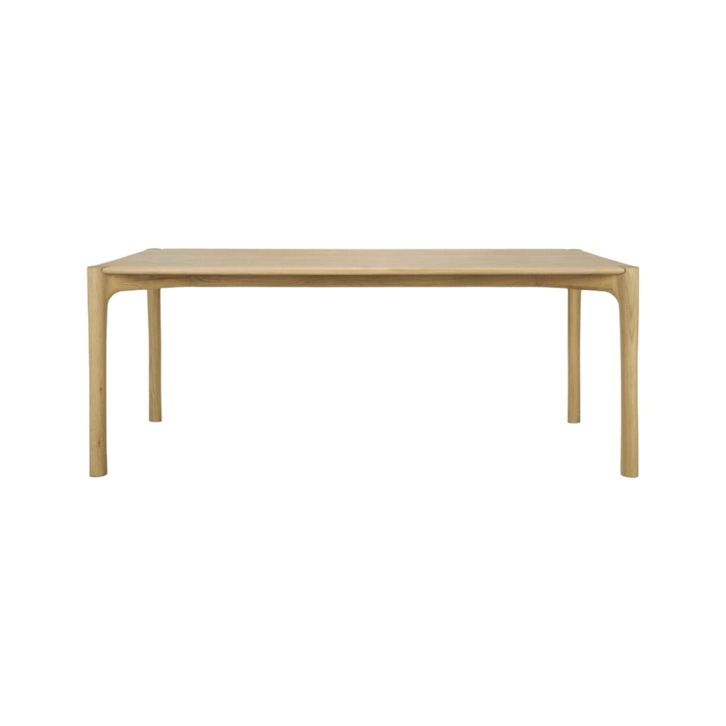 Table de salle à manger organique moderne en bois de chêne avec plateau rectangulaire poli imparfait