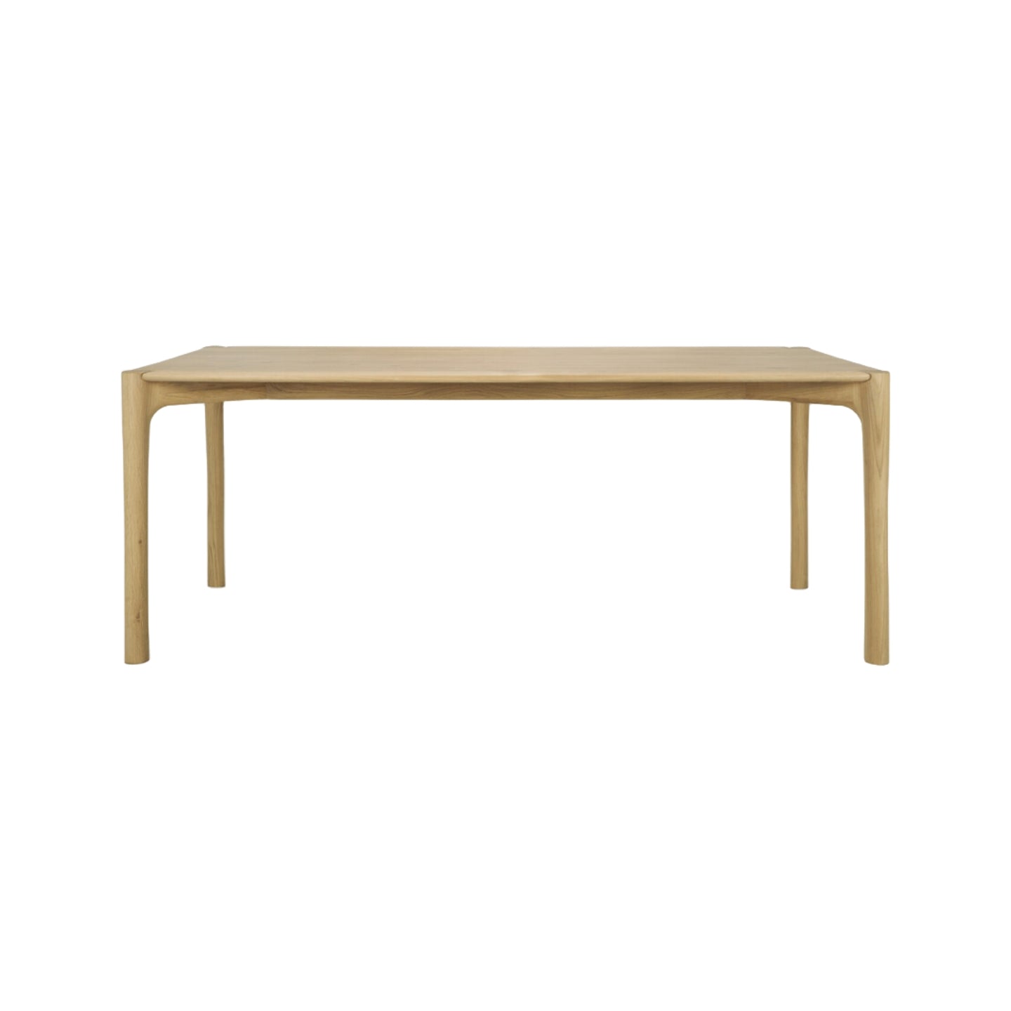 Table de salle à manger organique moderne en bois de chêne avec plateau rectangulaire poli imparfait
