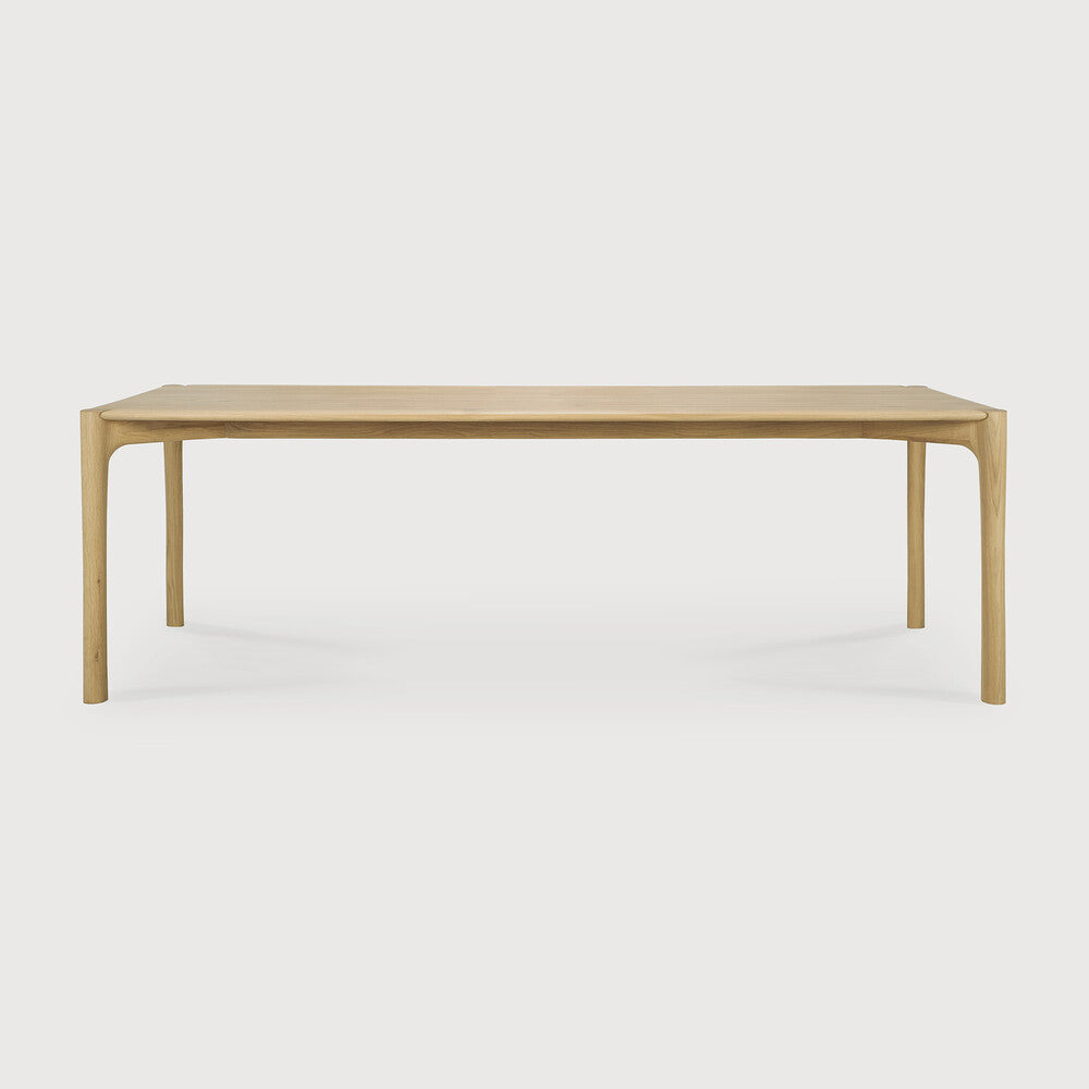 Table de salle à manger organique moderne en bois de chêne avec plateau rectangulaire poli imparfait