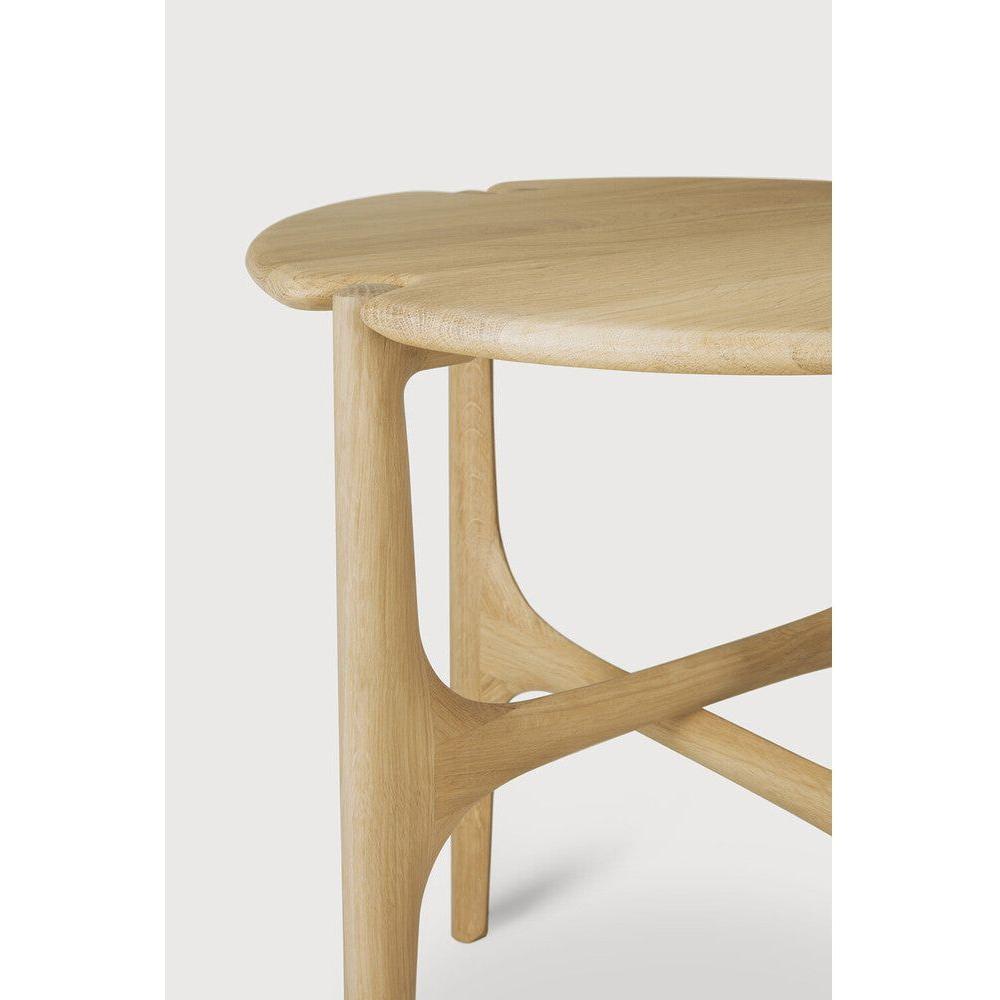 Table d'appoint en acajou organique moderne avec plateau rond poli-imparfait pour salon