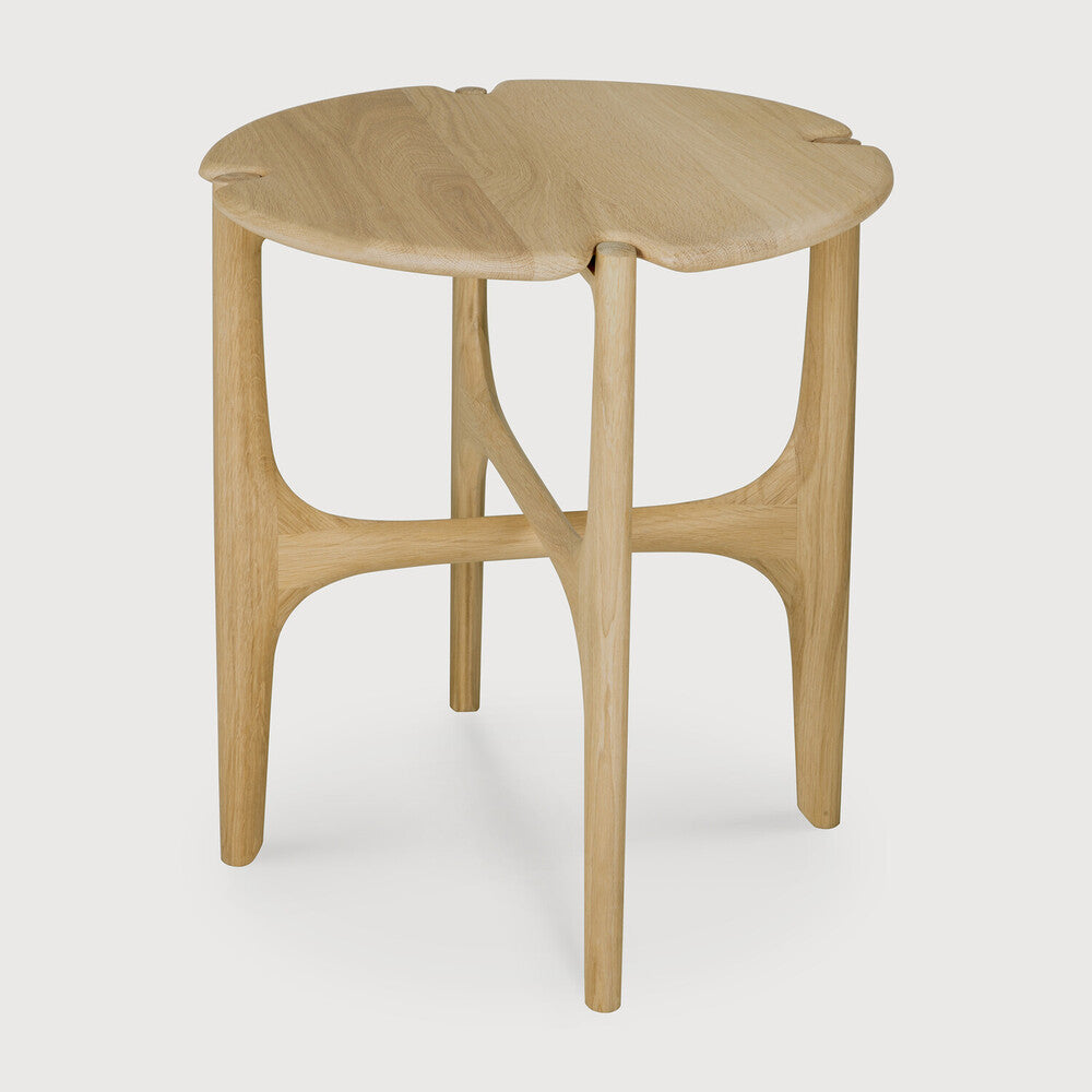Table d'appoint en acajou organique moderne avec plateau rond poli-imparfait pour salon