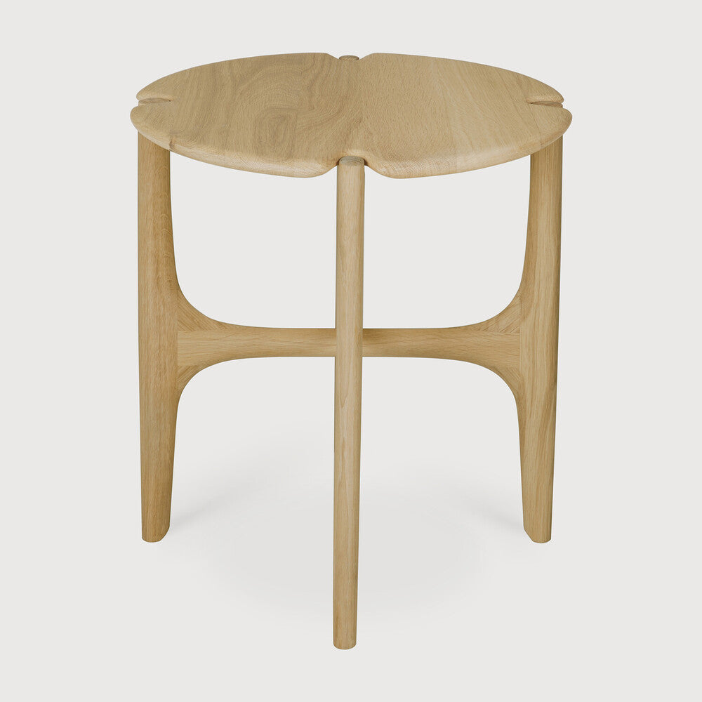 Table d'appoint en acajou organique moderne avec plateau rond poli-imparfait pour salon