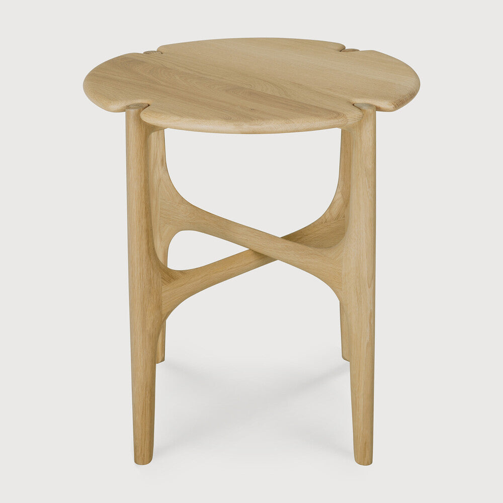 Table d'appoint en acajou organique moderne avec plateau rond poli-imparfait pour salon